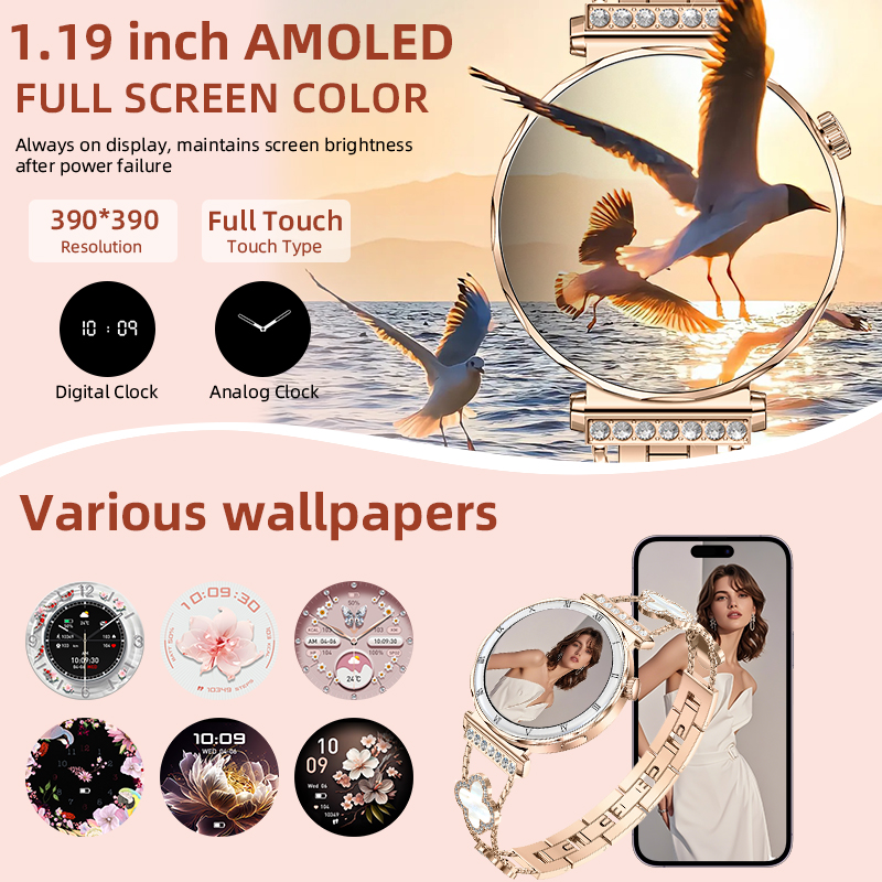 LIGE 새로운 여성용 스마트 시계 1.19인치 AMO - Smartwatch Custom 리뷰 및 가격