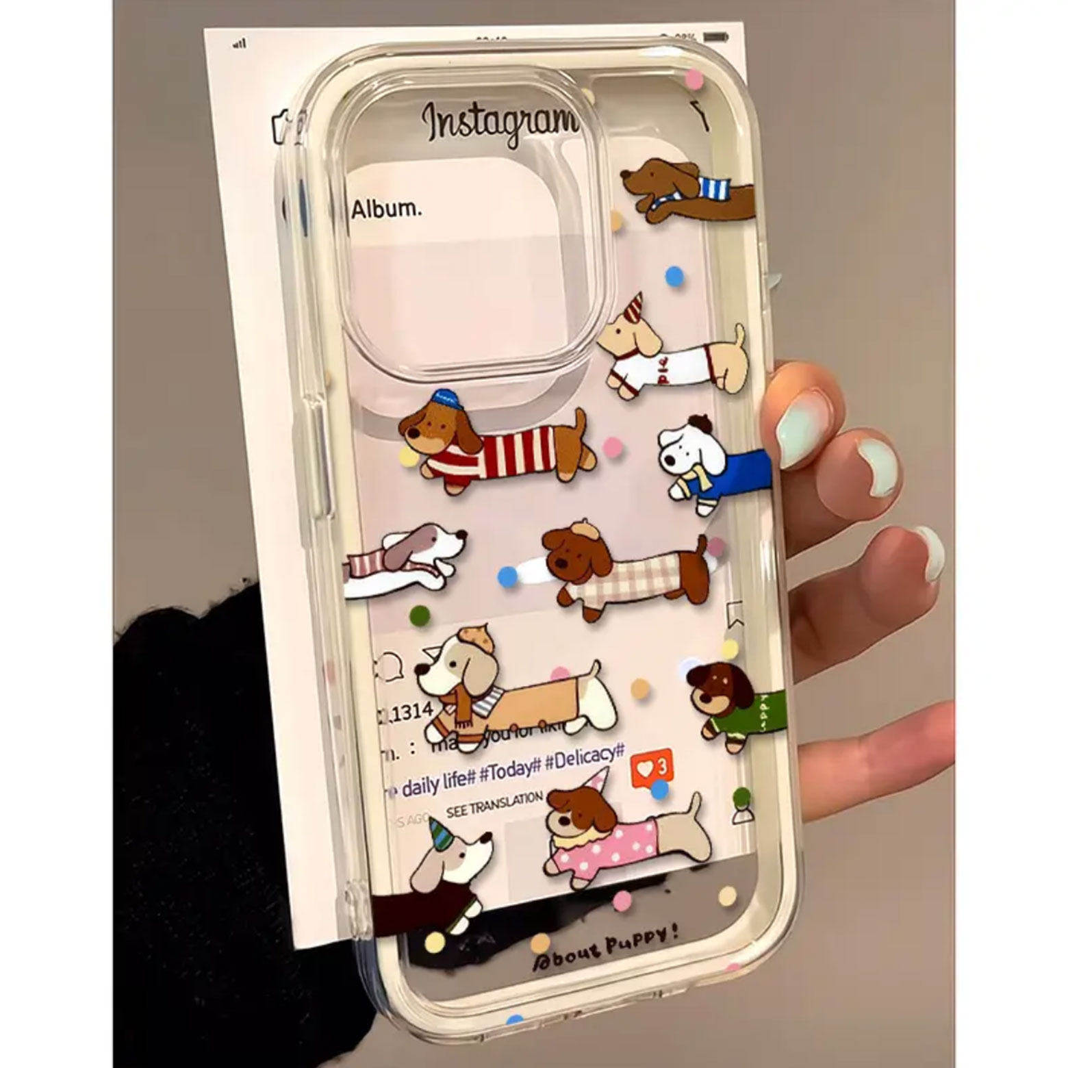 귀여운 물방울 무늬 소시지 강아지 2in1 투명 케이스 - Samsung Galaxy A55 리뷰 및 가격