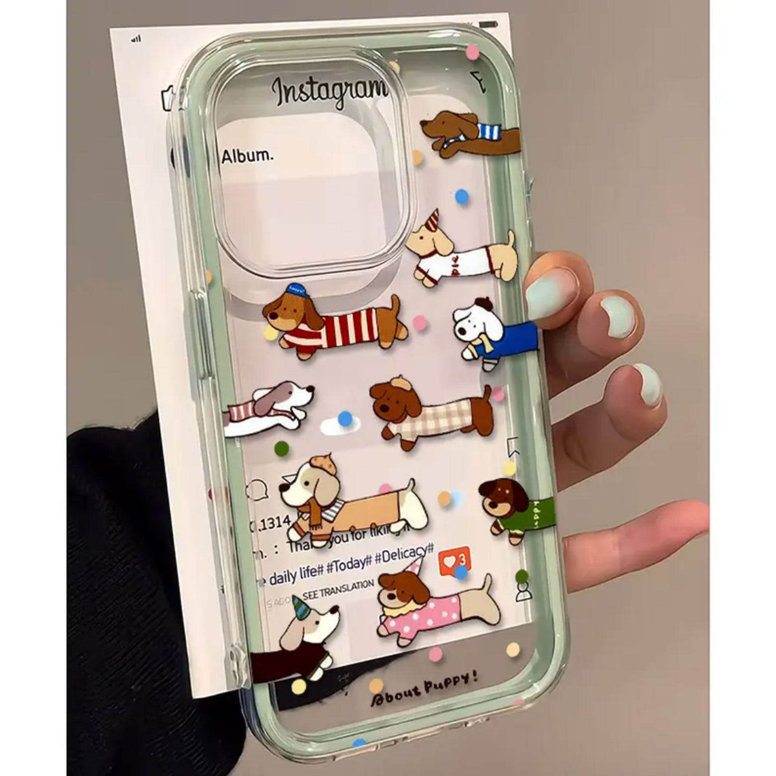 귀여운 물방울 무늬 소시지 강아지 2in1 투명 케이스 - Samsung Galaxy A55 리뷰 및 가격