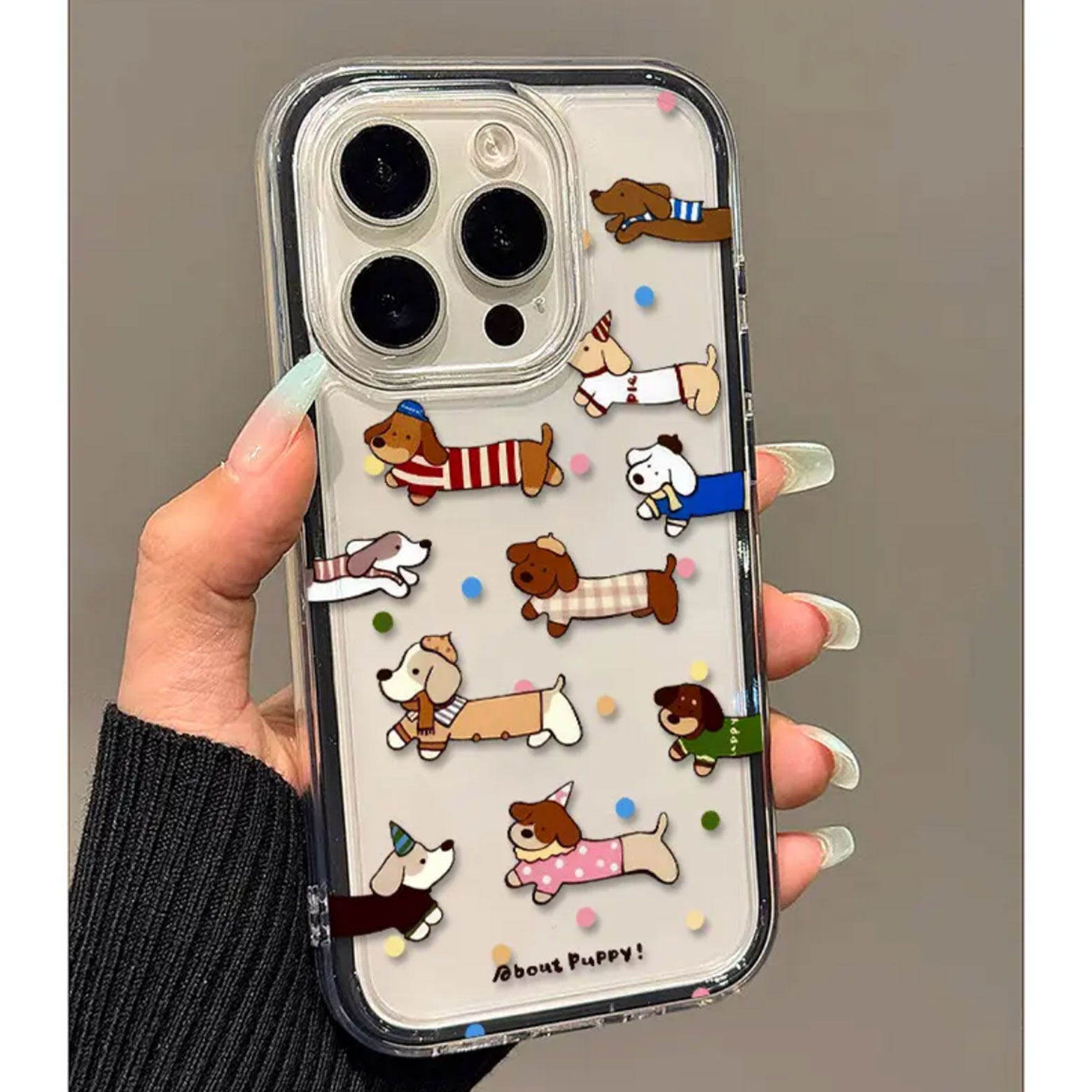 귀여운 물방울 무늬 소시지 강아지 2in1 투명 케이스 - Samsung Galaxy A55 리뷰 및 가격
