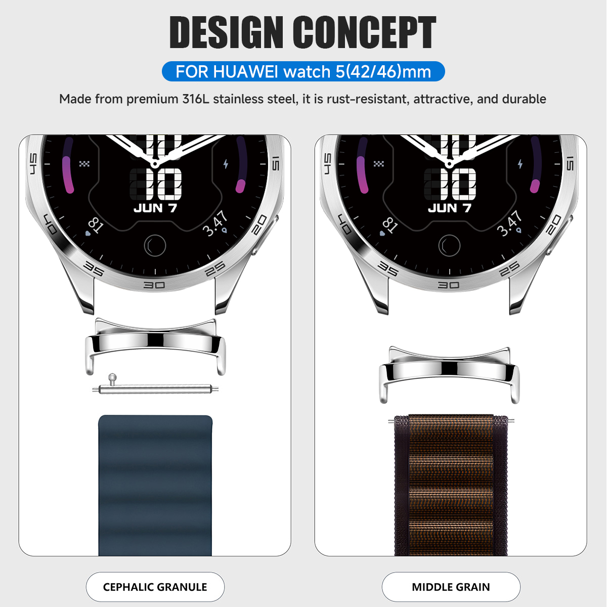 화웨이 시계 5 42mm 스마트워치용 2개 어댑터 화웨 - Smartwatch Watch Accessories 리뷰 및 가격